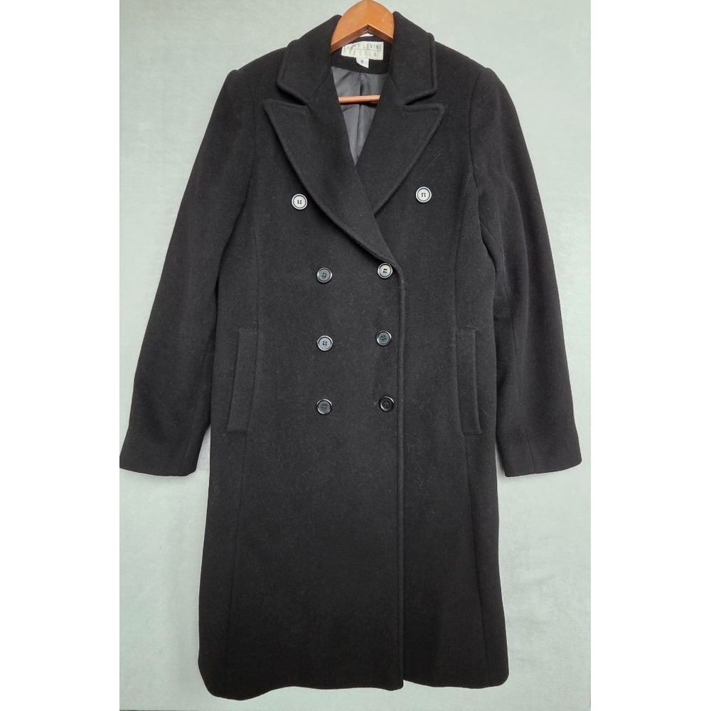 VTG Larry Levine Lambswool Cashmere Coat Womens 8 Black Old Money Dark Academia